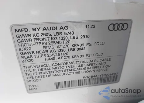 2024 Audi Sq5 Premium Plus Tfsi Quattro Tiptronic from USA, damaged, VIN WA1B4AFY3R2044957